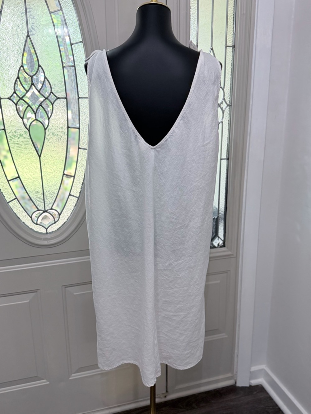 Peyton & Parker White Linen Blend Shift Dress Cover-up XXL Sleeveless Pockets - Picture 4 of 7